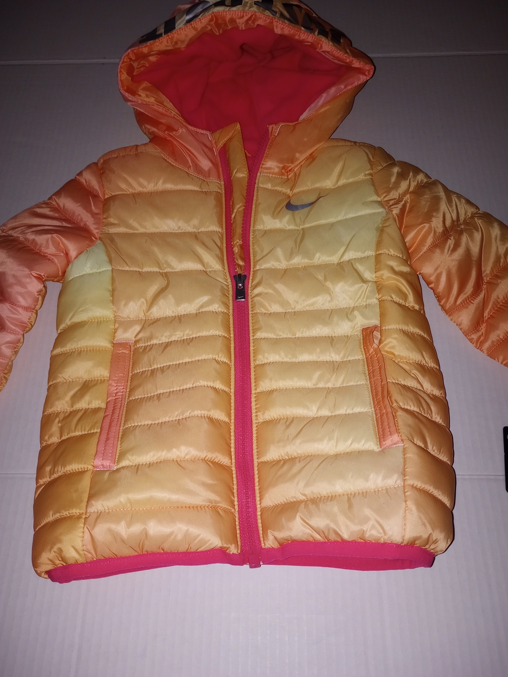 Nike Kids' Pink & Orange Ombre Puffer Jacket with Hood